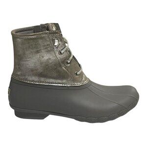 Sperry Saltwater Metallic Silver Duck  Womens Casual Rain Boots Size 10